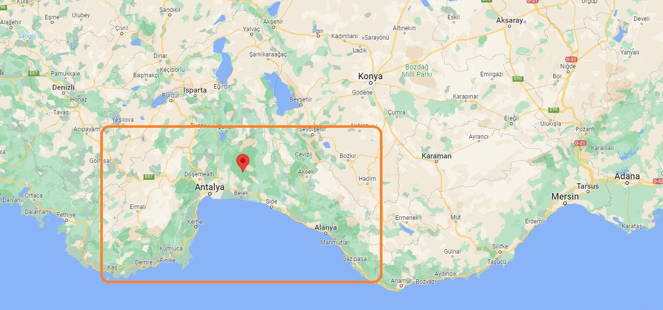 Antalya province on the map